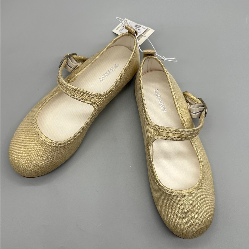 Old Navy Girls Metallic Gold Mary Jane Flats. Rand New - Picture 4 of 5